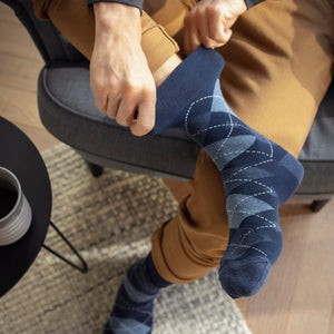 6 Pairs Mens Cotton Socks Patterned Soft Non-Binding Everyday Socks