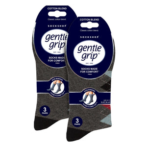6 Pairs Mens Cotton Socks Patterned Soft Non-Binding Everyday Socks