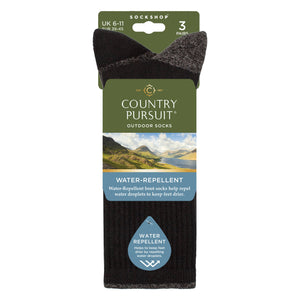 3 Pairs Mens Water Repellent Midweight Outdoor Socks for Hiking & Walking