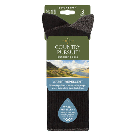 3 Pairs Mens Water Repellent Midweight Outdoor Socks for Hiking & Walking
