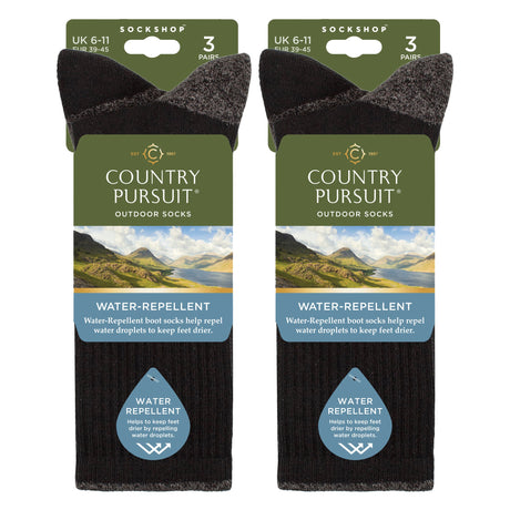 6 Pairs Mens Water Repellent Midweight Outdoor Socks for Hiking & Walking