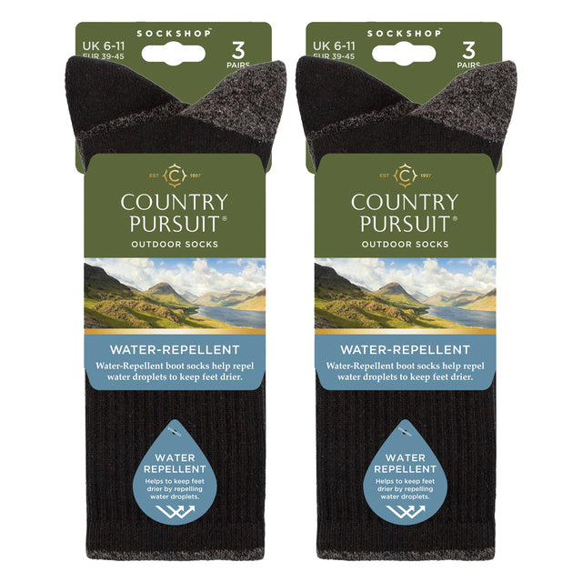 6 Pairs Mens Water Repellent Midweight Outdoor Socks for Hiking & Walking