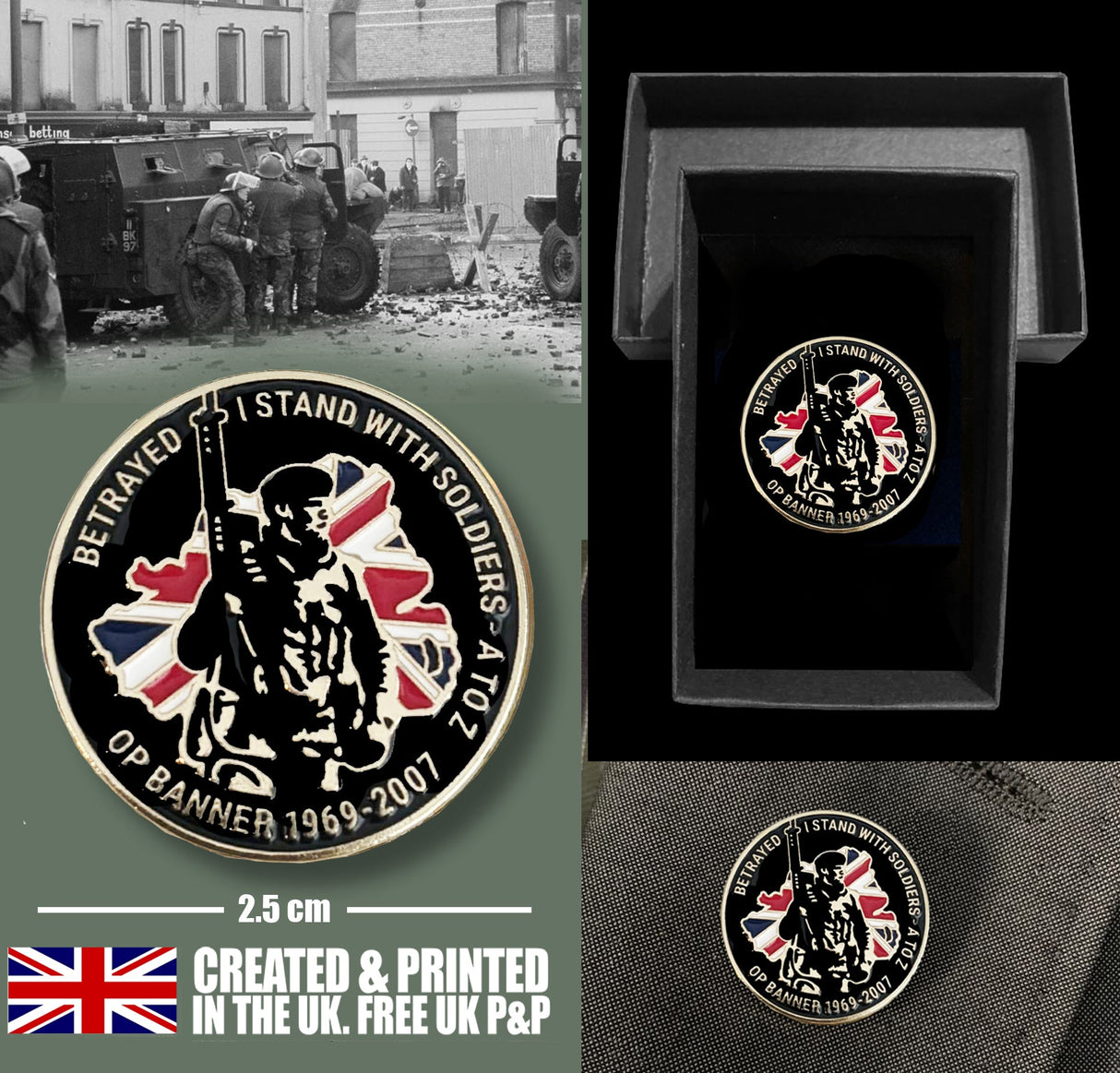 OP BANNER Betrayed Pin Badge Soldiers A-Z Northern Ireland