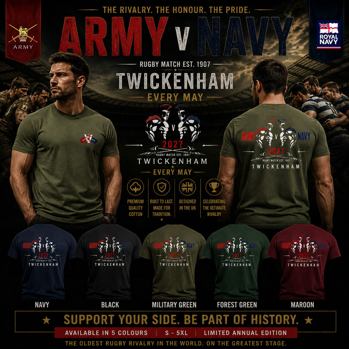 Army v Navy Rugby 2027 Double Print T-Shirt