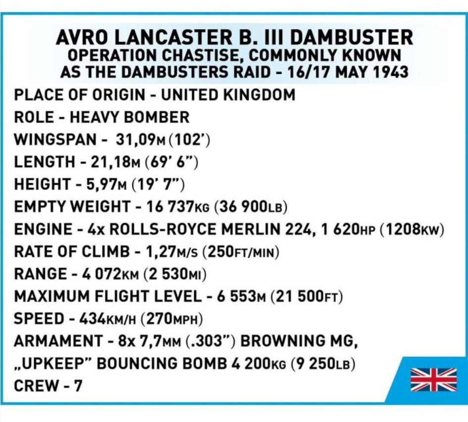 Avro Lancaster Bomber BIII Dambusters brick plane model