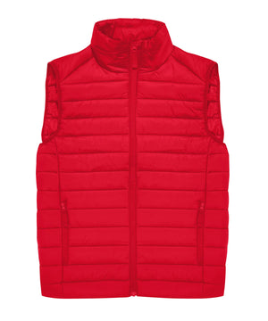 Red puffer vest on a white background
