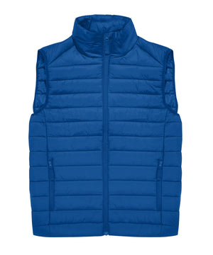 Blue puffer vest on a white background