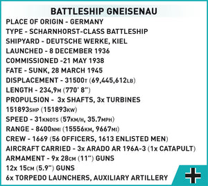 Battleship Gneisenau brick model - COBI 4835 - 2417 bricks