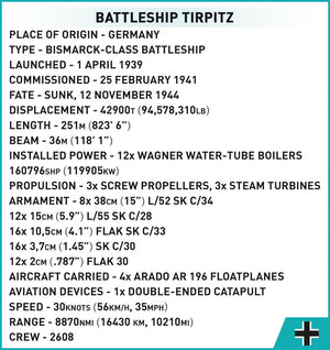 Battleship Tirpitz brick model - COBI 4839 - 2910 Bricks