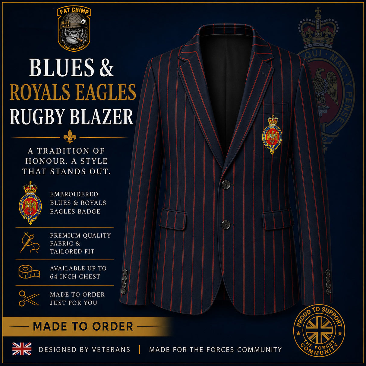 The Blues and Royals Eagles Rugby Blazer