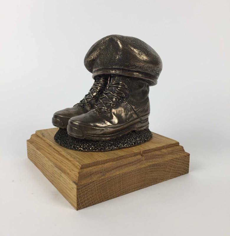 Boots And Beret Cold Cast Bronze Statue (Add A Cap-Badge Engraving) Military