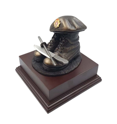 BOOTS AND BERET With Chefs Knife and Steel Cold Cast Bronze Statue