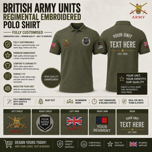 BRITISH ARMY UNITS Regimental Embroidered Polo Shirt
