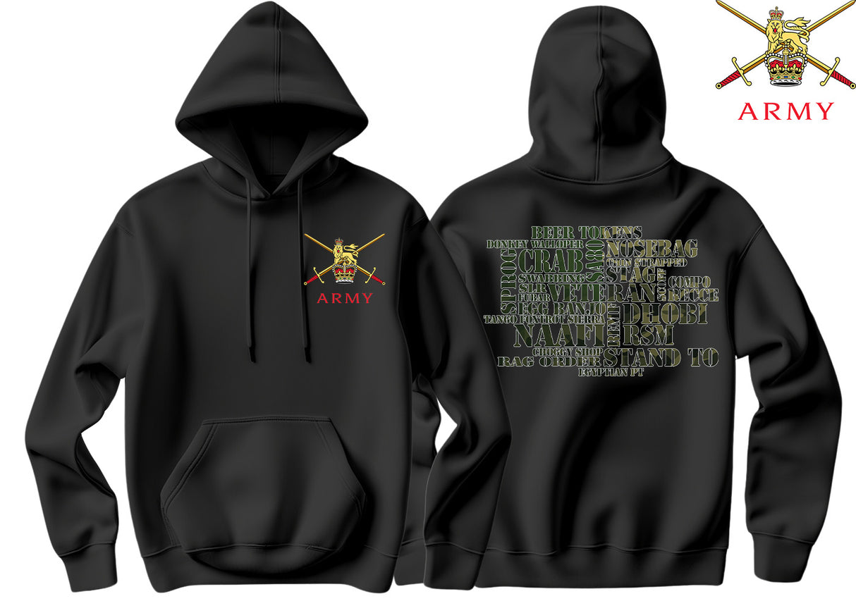 British Army Slang Mash Up Double Side Printed Hoodie