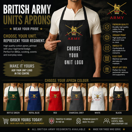 British Army Units Printed Cotton Unisex Apron