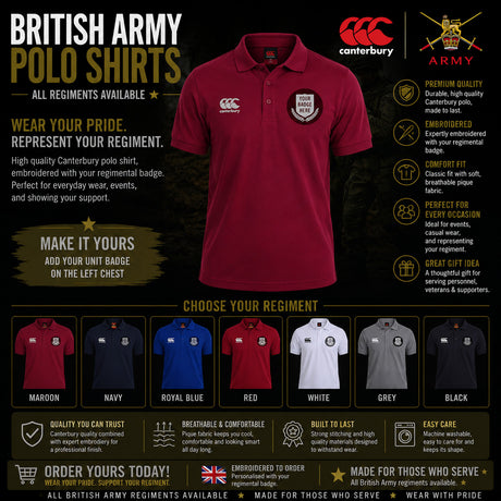 British Army Units Canterbury Pique Polo Shirt