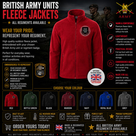 British Army Regiments Outdoor Fleece Jacket - Choose your Logo