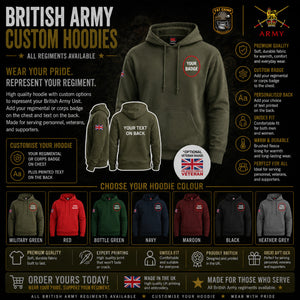 British Army Units Regimental Hoodie Multi Logo Options