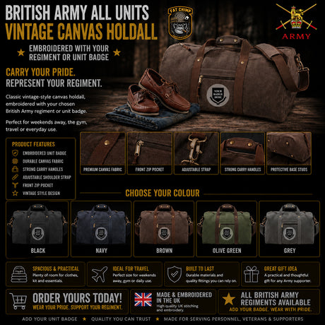 British Army Regiments Vintage Canvas Holdall