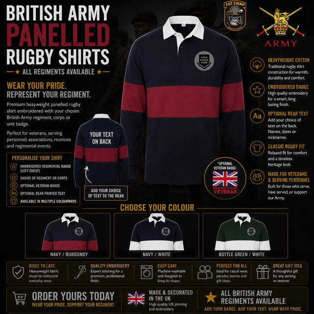 British Army Units Panelled Rugby Shirt