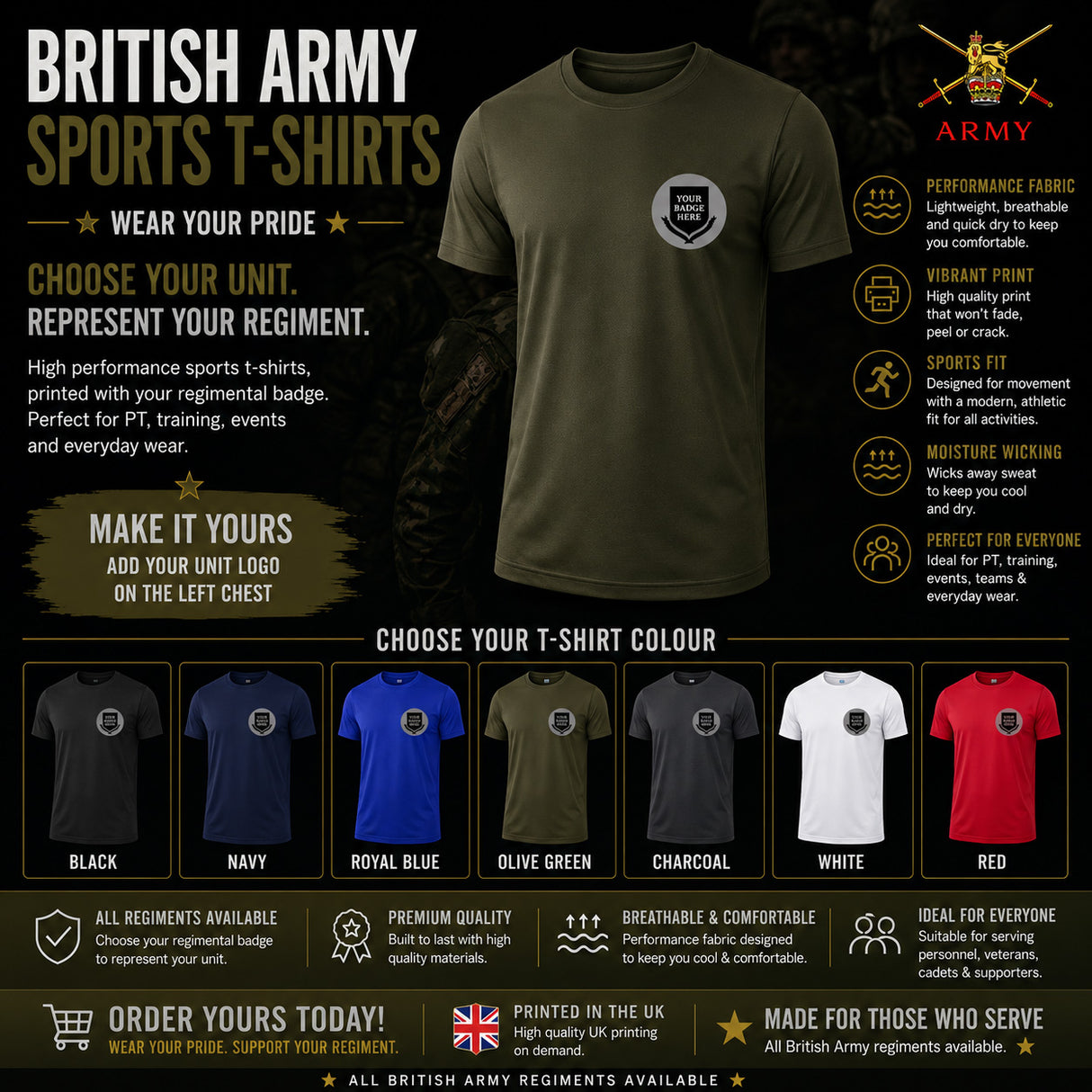 British Army Units Sports T-Shirt