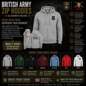 British Army Units Regimental Unisex Full Zip Hoodie