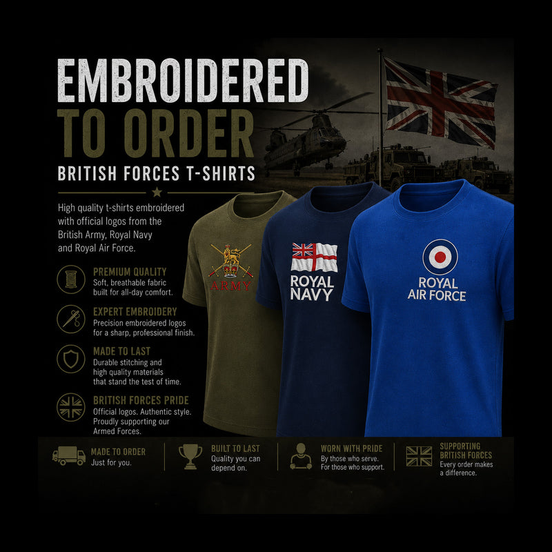 british forces embroidered t-shirts