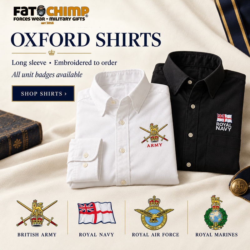ARMED FORCES ARMY NAVY RAF Embroidered Long Sleeve Oxford Shirt