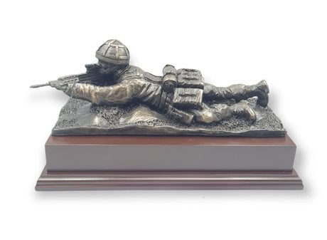 Prone British Army Soldier Cold Cast Bronze Statue