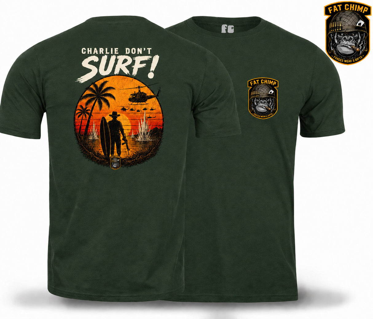 Charlie Don't Surf Retro Military Double Print T-Shirt