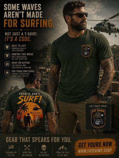 Charlie Don't Surf Retro Military Double Print T-Shirt