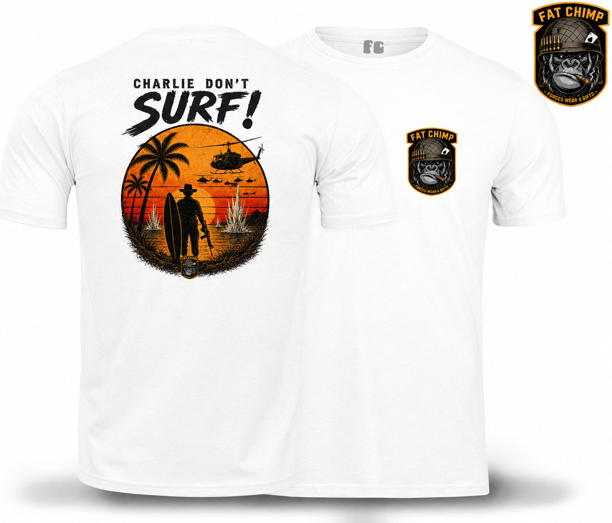 Charlie Don't Surf Retro Military Double Print T-Shirt