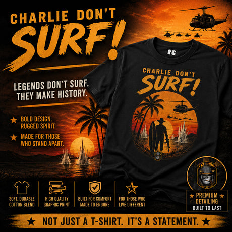 Charlie Don't Surf Vietnam era retro Printed T-Shirt