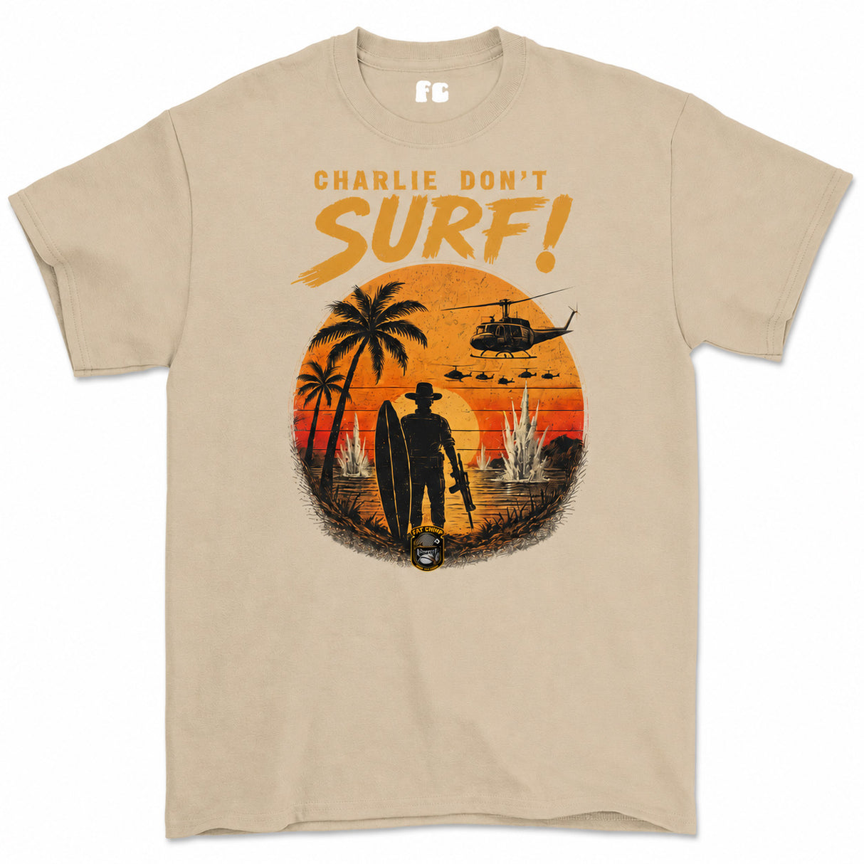 Charlie Don't Surf Vietnam era retro Printed T-Shirt