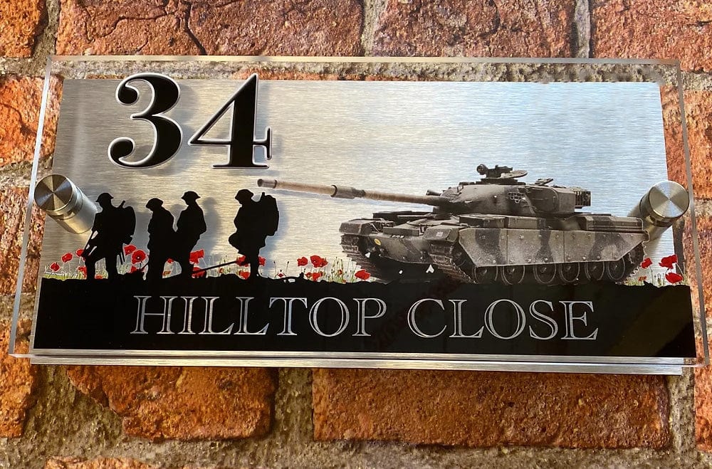 Chieftain Tank Forces Poppy Scene House Sign