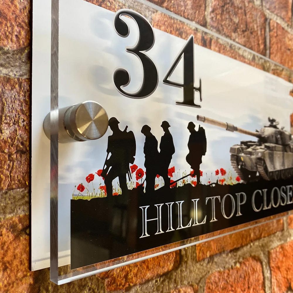 Chieftain Tank Forces Poppy Scene House Sign