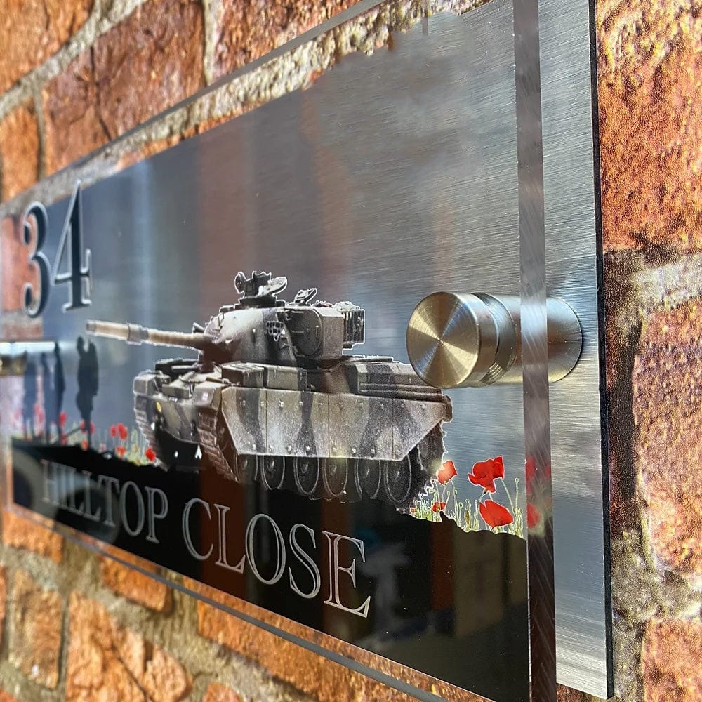 Chieftain Tank Forces Poppy Scene House Sign