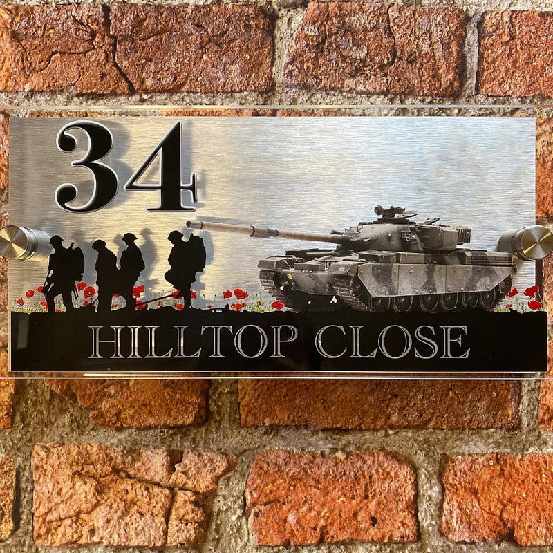 Chieftain Tank Forces Poppy Scene House Sign