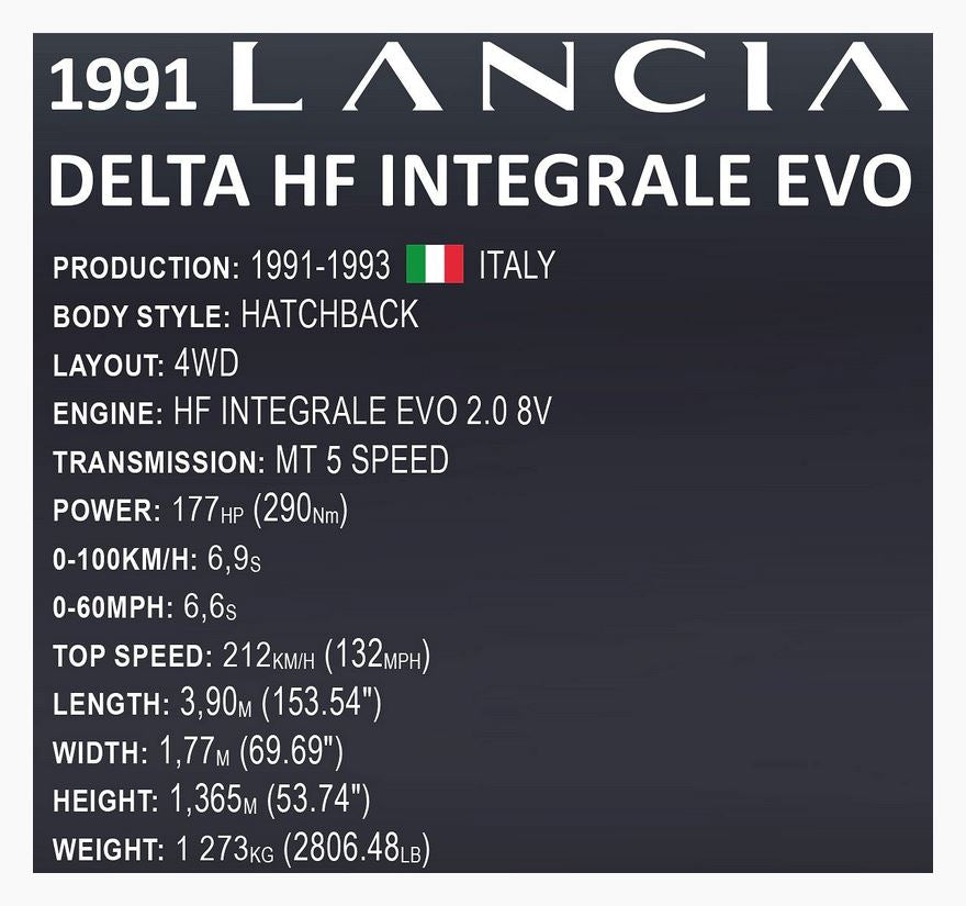 COBI Executive Edition Lancia Delta HF Intg. Evo brick car model - COBI 24356 - 2294 bricks