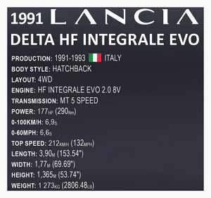 COBI Executive Edition Lancia Delta HF Intg. Evo brick car model - COBI 24356 - 2294 bricks