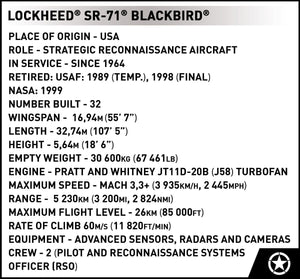 Executive Edition Lockheed SR-71 Blackbird brick aircraft model