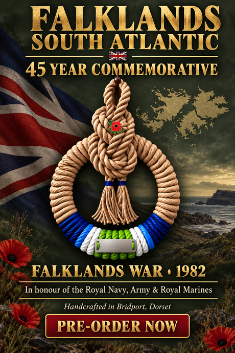 Falklands 45 South Atlantic Handcrafted Commemorative Rope Wreath - Made in Dorset - Pre-Order