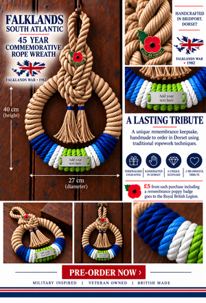 Falklands 45 South Atlantic Handcrafted Commemorative Rope Wreath - Made in Dorset - Pre-Order