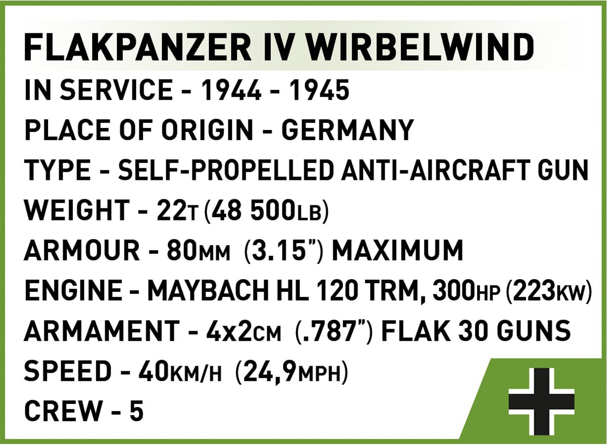 Flakpanzer IV Wirbelwind brick anti-aircraft gun model
