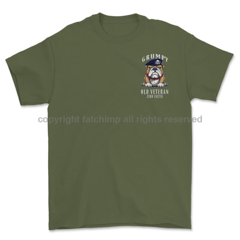 Grumpy Old 17th/21st Lancer Veteran Left Chest Printed T-Shirt