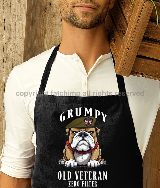 Grumpy Old British Army Veteran Printed Cotton Unisex Apron