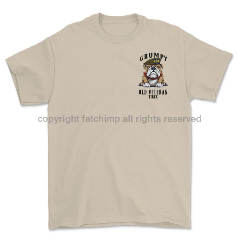 Grumpy Old PWRR Veteran Tiger Left Chest Printed T-Shirt