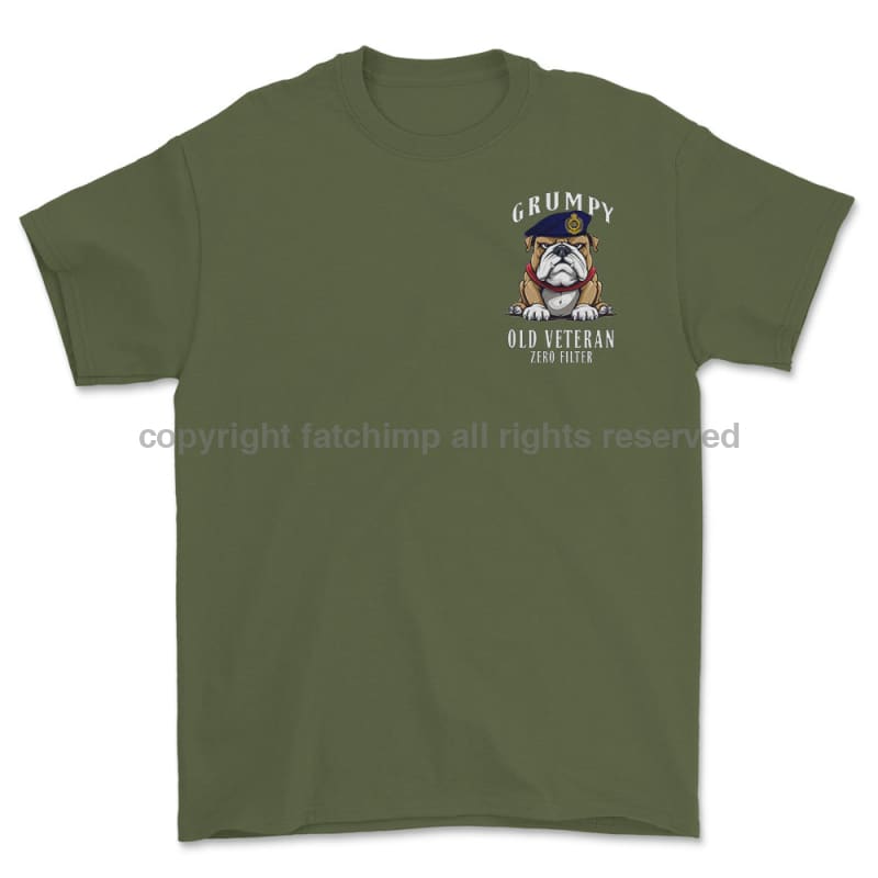 Grumpy Old Royal Engineers Veteran Left Chest Printed T-Shirt