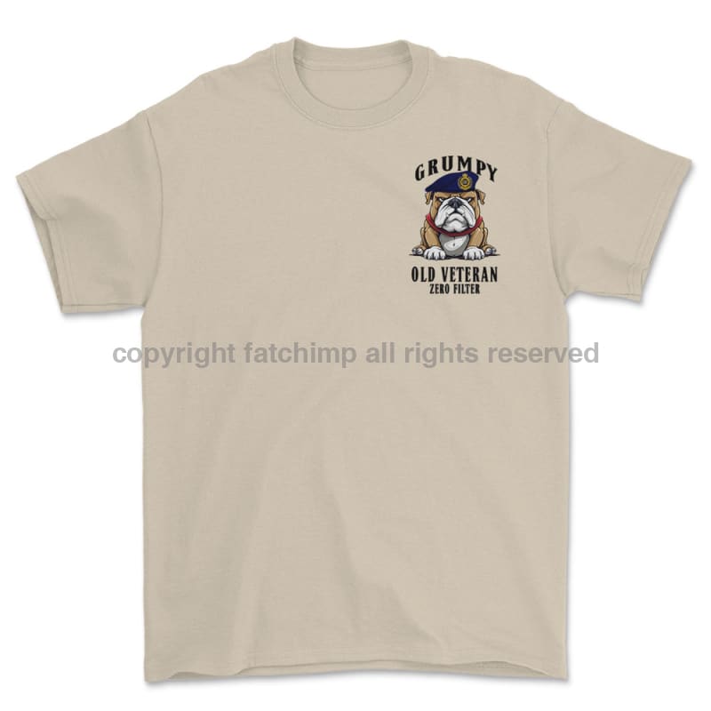 Grumpy Old Royal Engineers Veteran Left Chest Printed T-Shirt