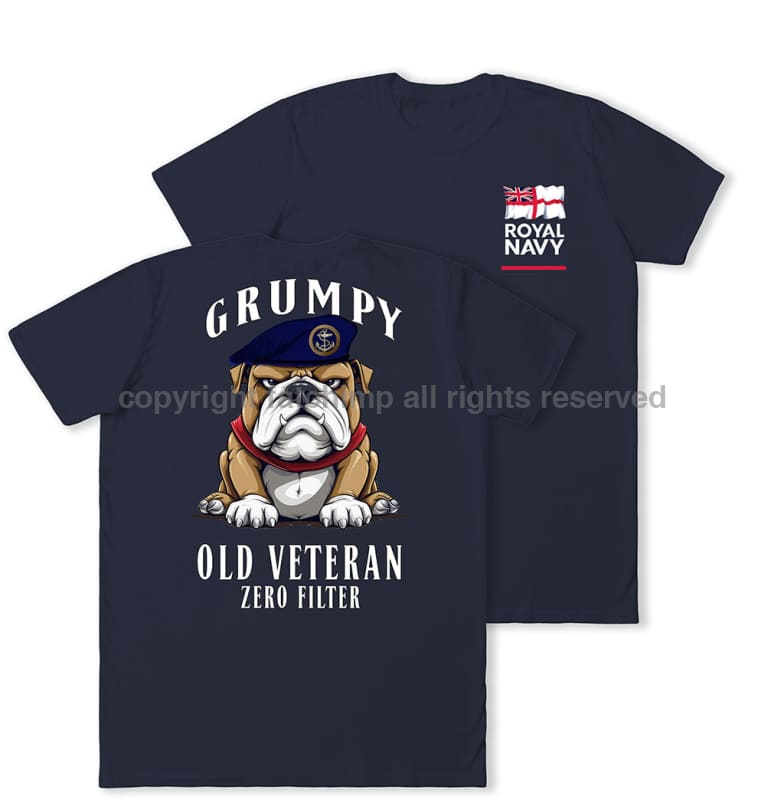 Grumpy Old Royal Navy Veteran Double Print T-Shirt